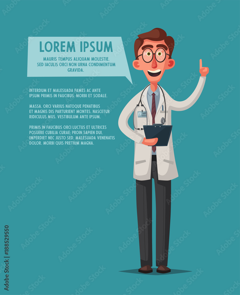 Smart doctor. Funny character design. Cartoon vector illustration Smart doctor. Funny character design. Cartoon vector illustration