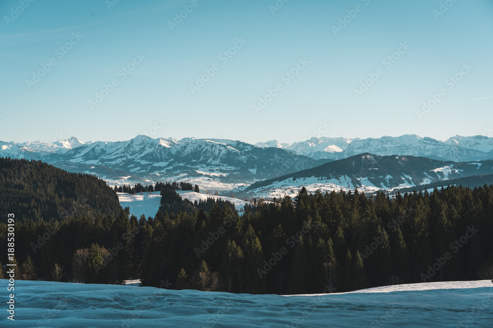 winterly alps with blue skies