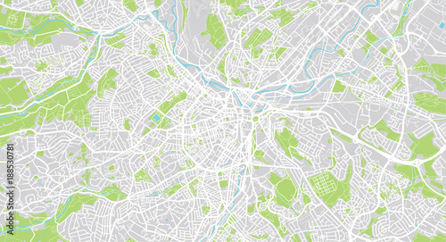 Urban vector city map of Sheffield, England photo