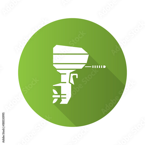 Outboard boat motor flat design long shadow glyph icon