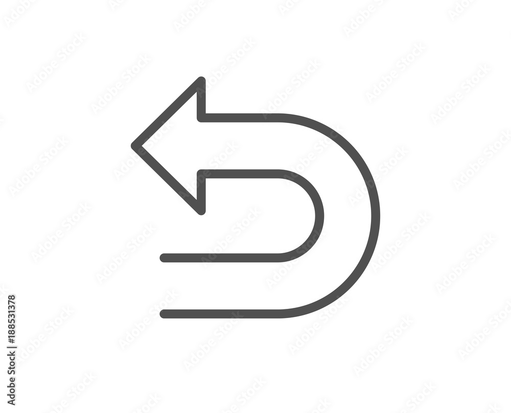 Undo arrow line icon. Left turn direction symbol. Navigation pointer sign. Quality design element. Editable stroke. Vector Undo arrow line icon. Left turn direction symbol. Navigation pointer sign. Quality design element. Editable stroke. Vector