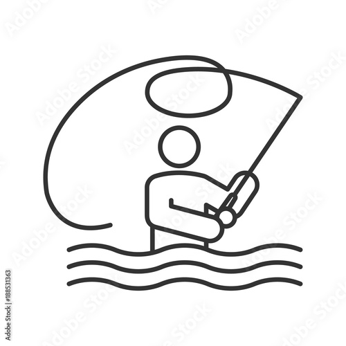 Fly fishing linear icon