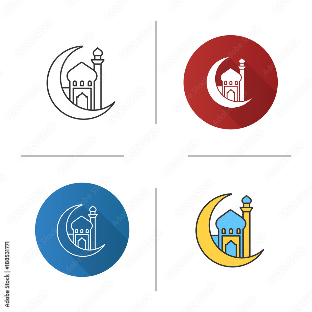 Mosque with ramadan moon icon