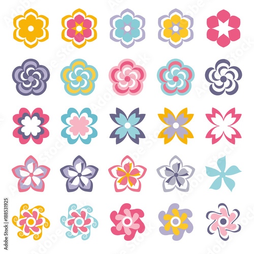 set of colorful abstract flowers