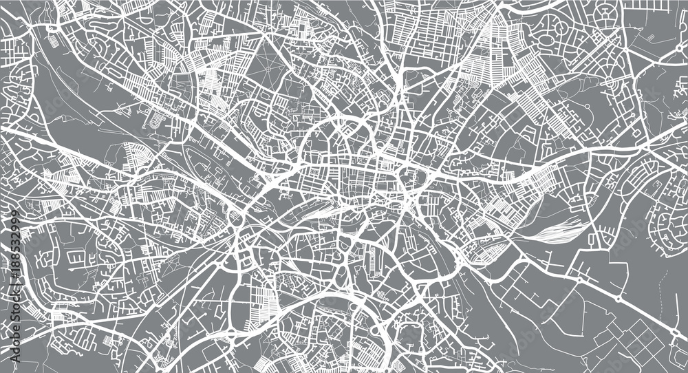 Obraz premium Urban vector city map of Leeds, England