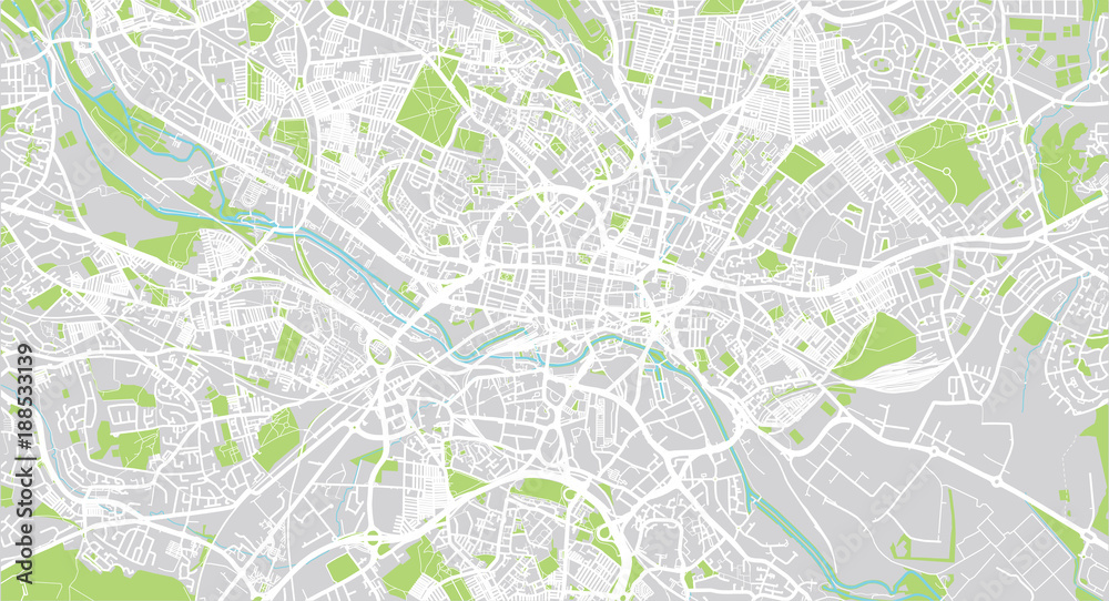 Naklejka Urban vector city map of Leeds, England