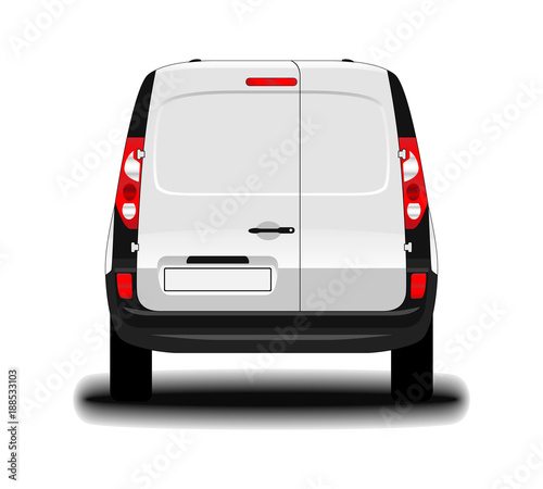 realistic cargo van. back view.