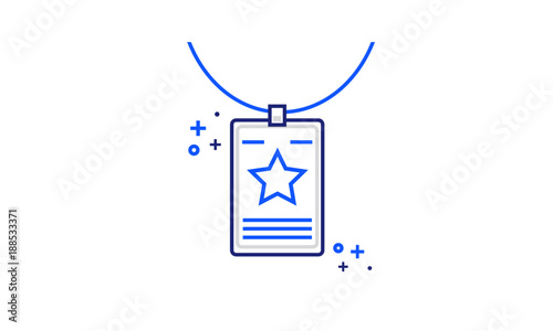 Id Card Tag with Star Line Illustration