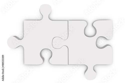 Jigsaw puzzle two pieces, Solutions and Teamwork concept isolate on white background