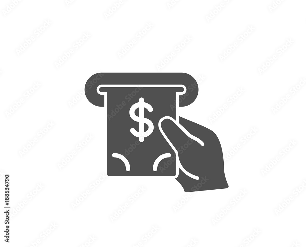 Cash money simple icon. Banking currency sign. Dollar or USD symbol. ATM service. Quality design elements. Classic style. Vector