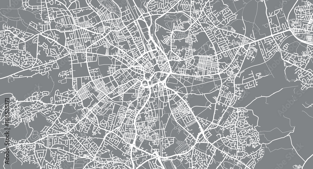 Urban vector city map of Bradford, England
