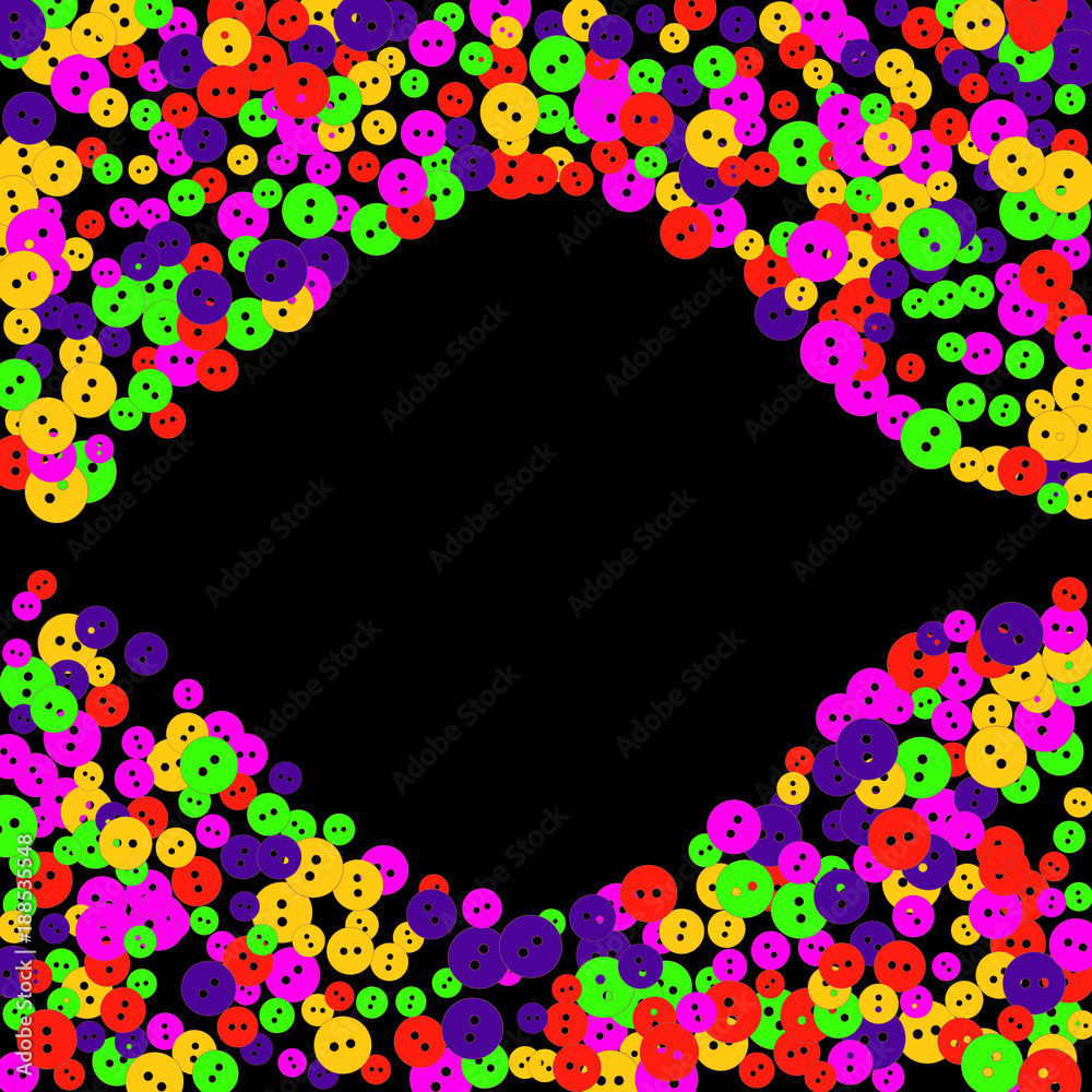 Vector Confetti Background Pattern. Element of design. Colored buttons on a black background