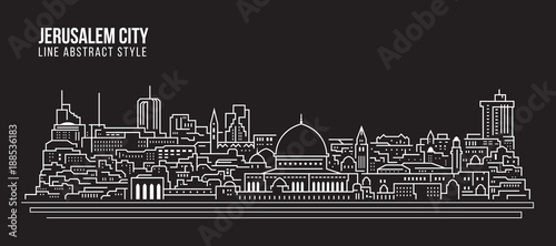 Cityscape Building Line art Vector Illustration design - Jerusalem city