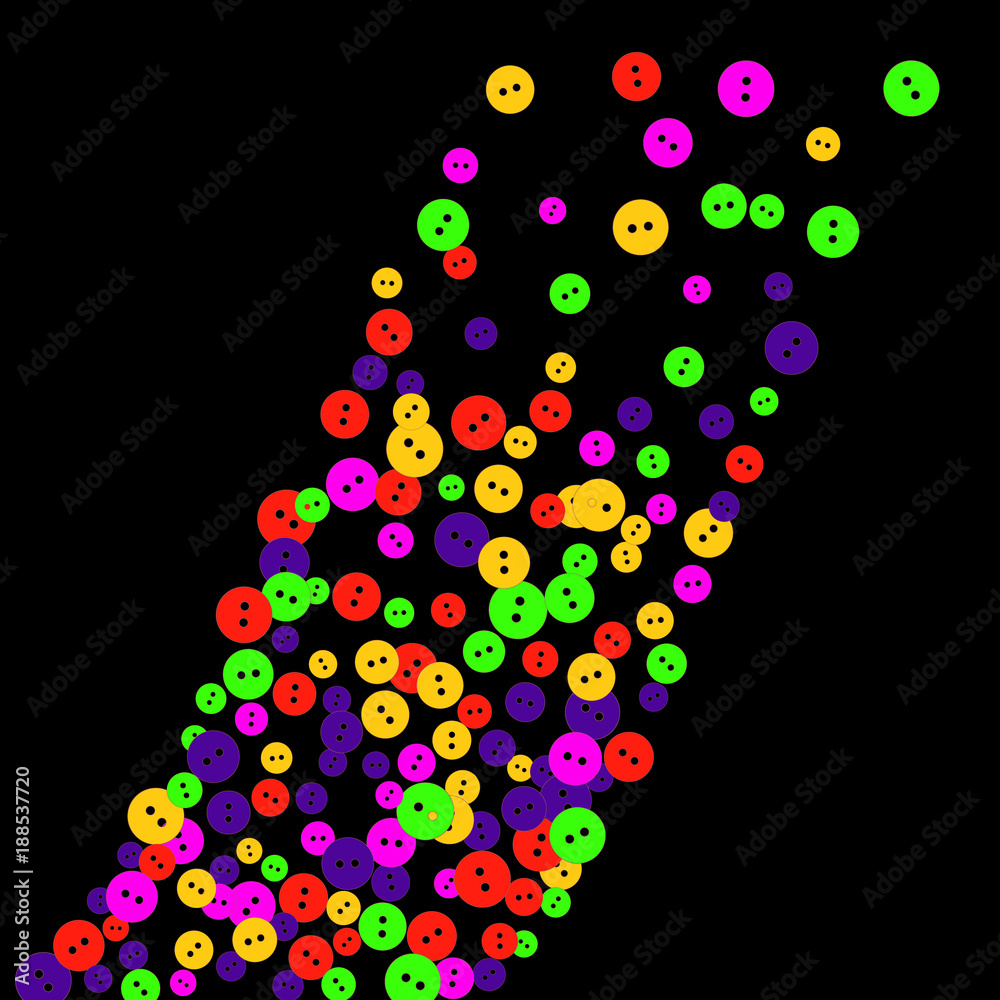 Vector Confetti Background Pattern. Element of design. Colored buttons on a black background