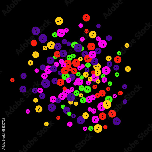 Vector Confetti Background Pattern. Element of design. Colored buttons on a black background