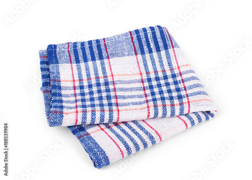 Folded Beach Towel, striped cloth set isolated on white background.