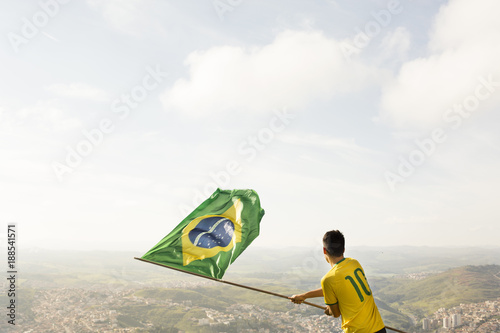Quadro em tela fan with brazilian flag