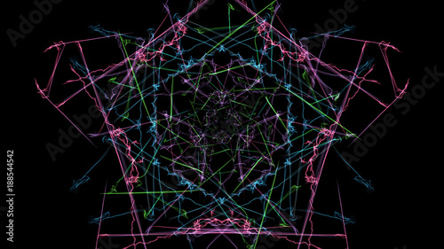 The bright colors of the lines on black background.