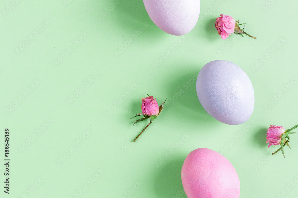Easter concept on green background top view mockup Easter concept on green background top view mockup
