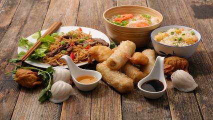 assorted chinese food