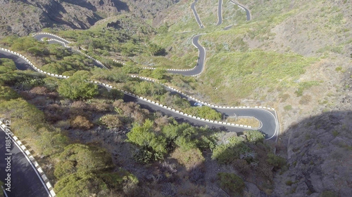 Aerial view of beautiful mountain road