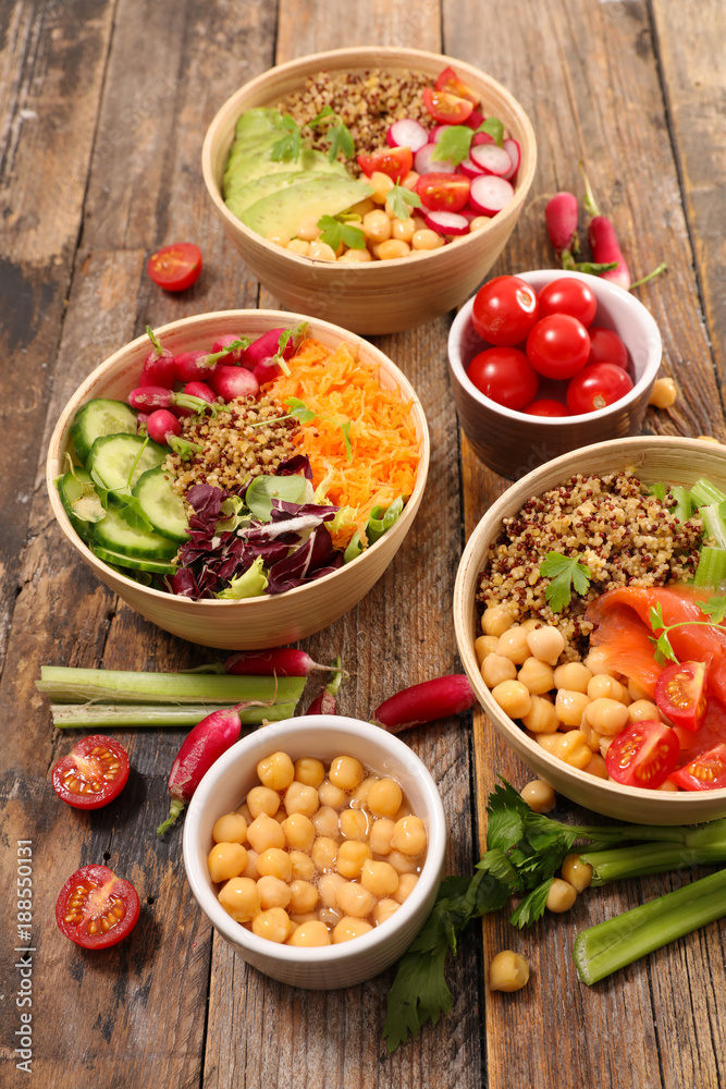 different sort of vegetable salad bowl different sort of vegetable salad bowl