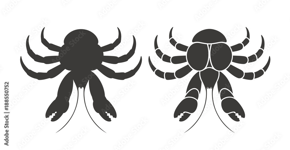 Coconut crab silhouette. Isolated crab on white background Coconut crab silhouette. Isolated crab on white background