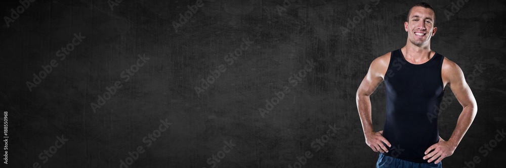 Obraz premium Fit strong Man with dark background