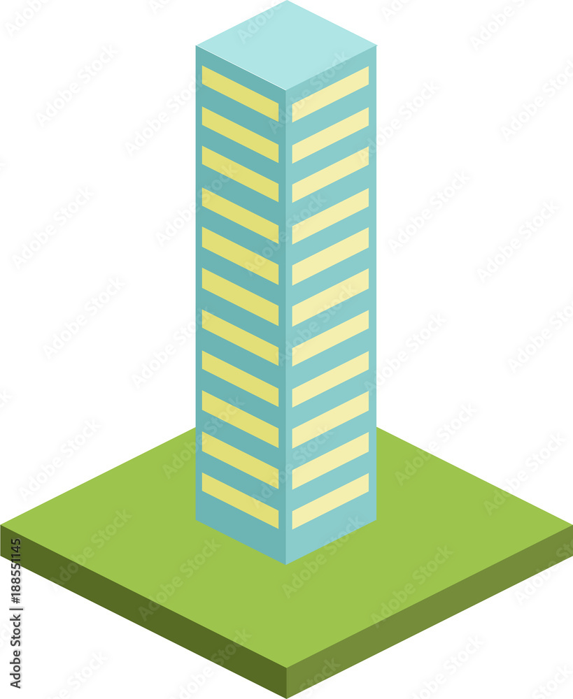 Set of isometric city buildings. Town district landscape with urban infrastructure streets and houses. 3D illustration. Set of isometric city buildings. Town district landscape with urban infrastructure streets and houses. 3D illustration.