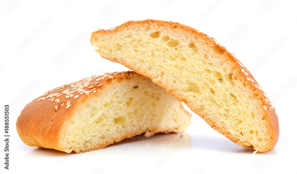 Whole wheat bread on white background