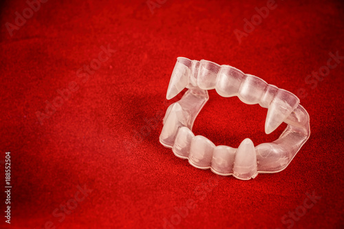 Halloween costume vampire teeth with fangs photo