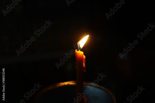 candle growing in the dark background