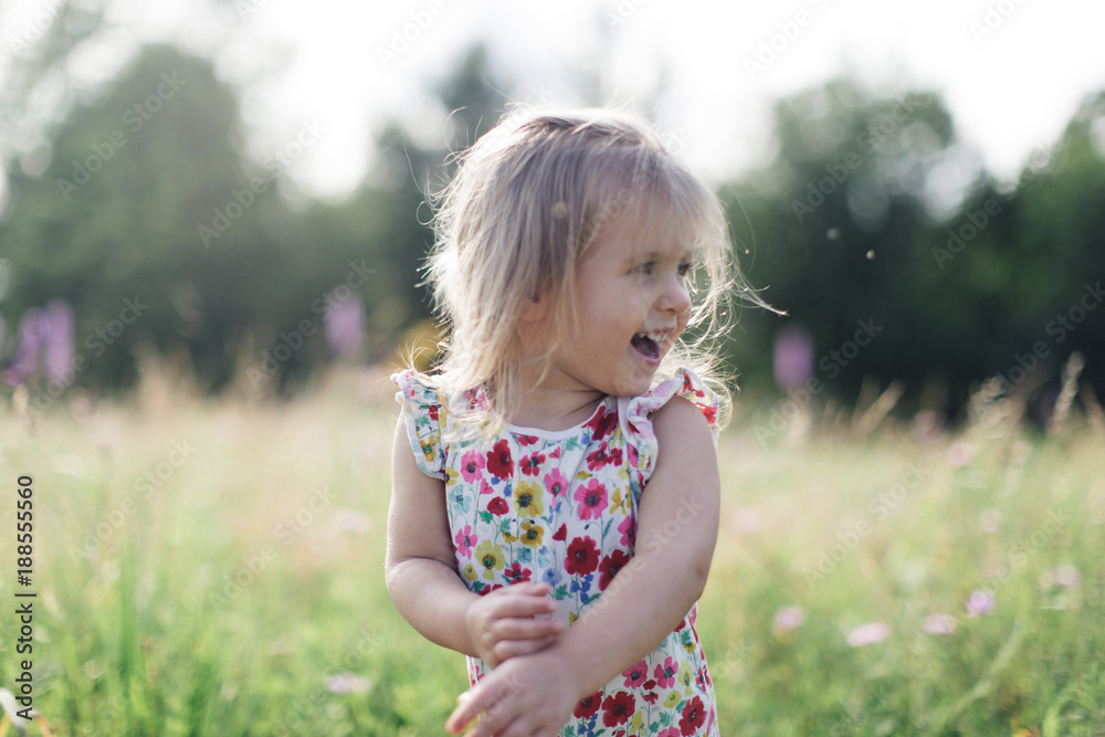 Portrait of little girl in wildflowers Portrait of little girl in wildflowers