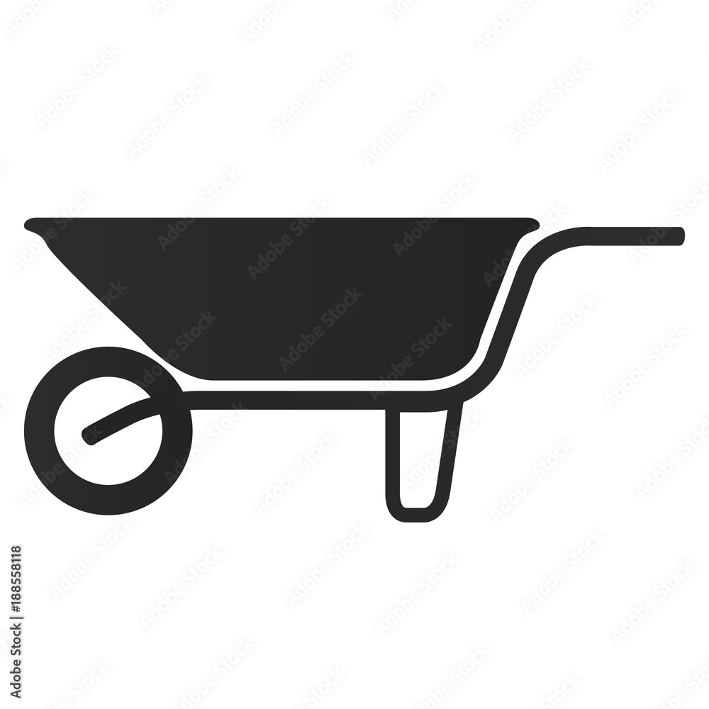 Isolated wheelbarrow silhouette Isolated wheelbarrow silhouette