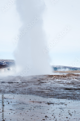 geyser in Valley of Haukadalur, Iceland