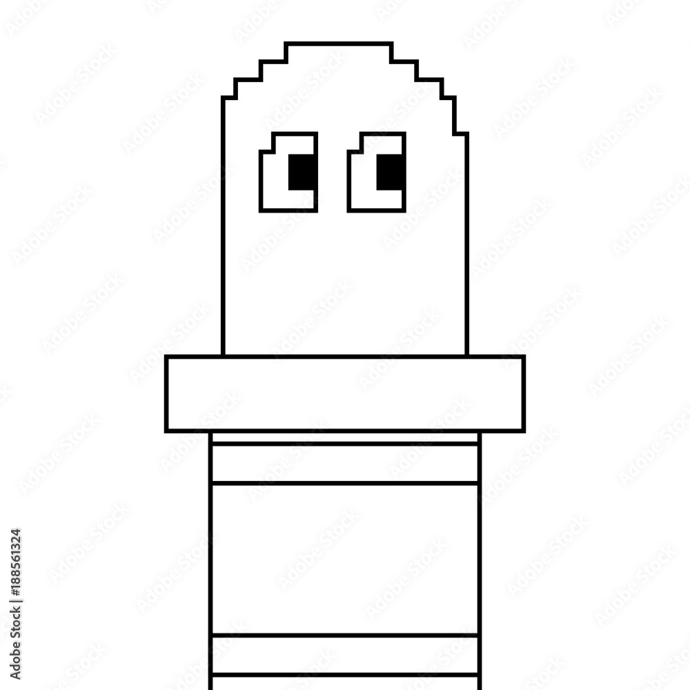 pixel ghost game play character arcade vector illustration linear design pixel ghost game play character arcade vector illustration linear design