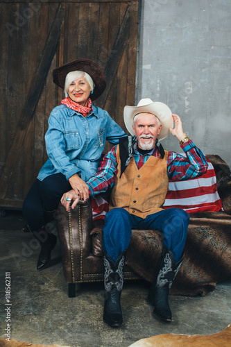 elderly couple, cowboy style