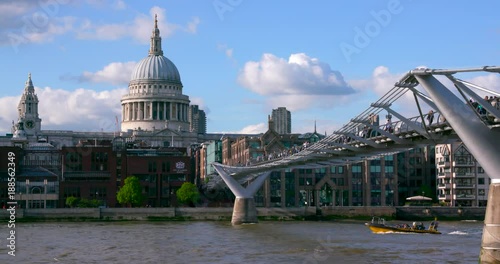 St. Paul'S Cathedral & Millennium Bridge; London Street Scenes; River Thames, London, England