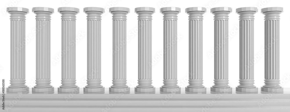 Marble pillars on white background. 3d illustration - obrazy, fototapety, plakaty 