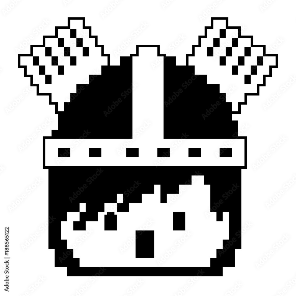 pixel character face knight with helmet game vector illustration black ...