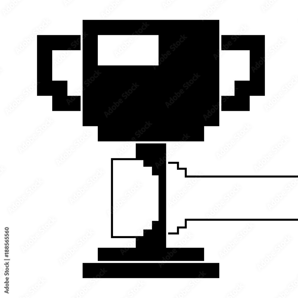 pixelated hand holding trophy cup game vector illustration black and white design pixelated hand holding trophy cup game vector illustration black and white design