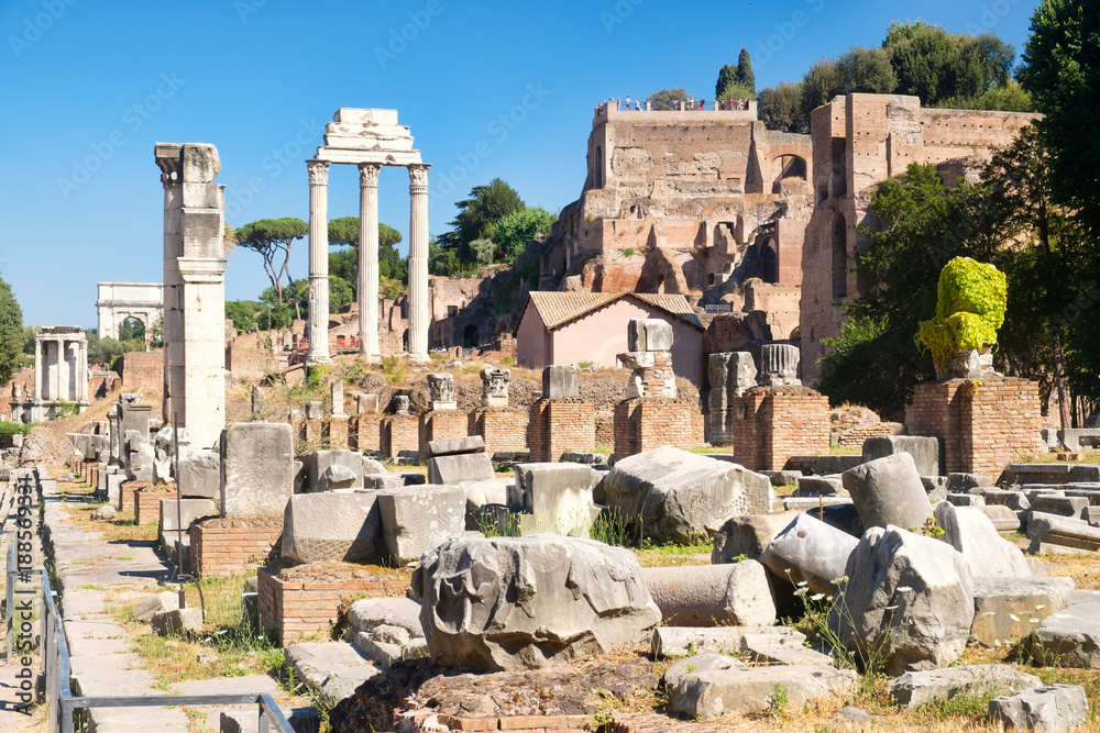 Ruins of the ancient Roman Forum in Rome