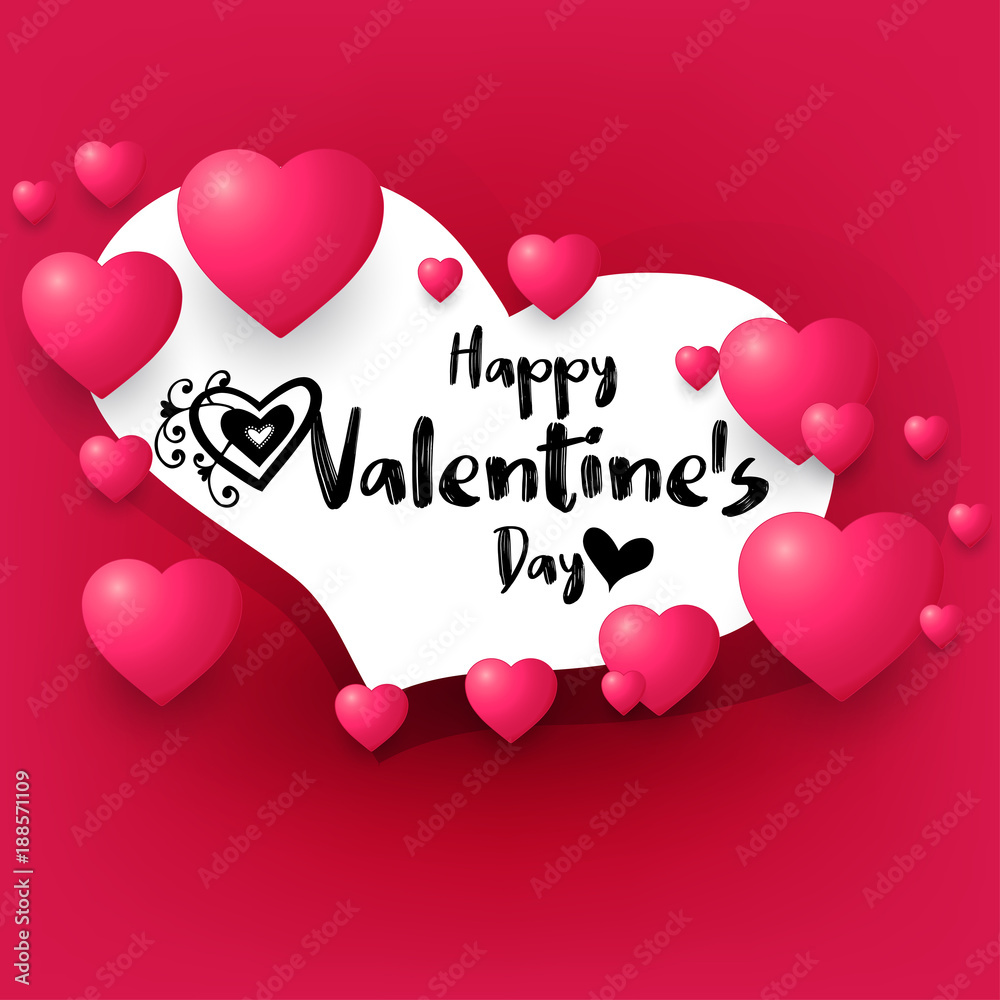 Happy Valentine's Day Romantic Greeting Card. Vector, illustration eps10