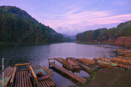 Beautiful Pang Ung reservoir in the morning , Mae Hong Son , Thailand