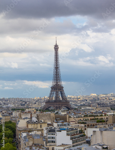 Aerial view of Paris with Eiffel Tower, France 