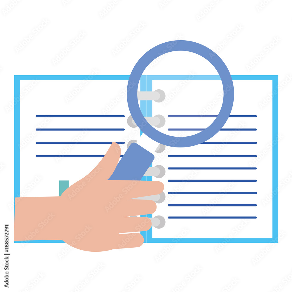 note book with magnifying glass vector illustration design note book with magnifying glass vector illustration design