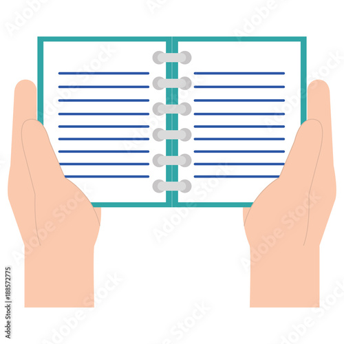 hands with note book vector illustration design