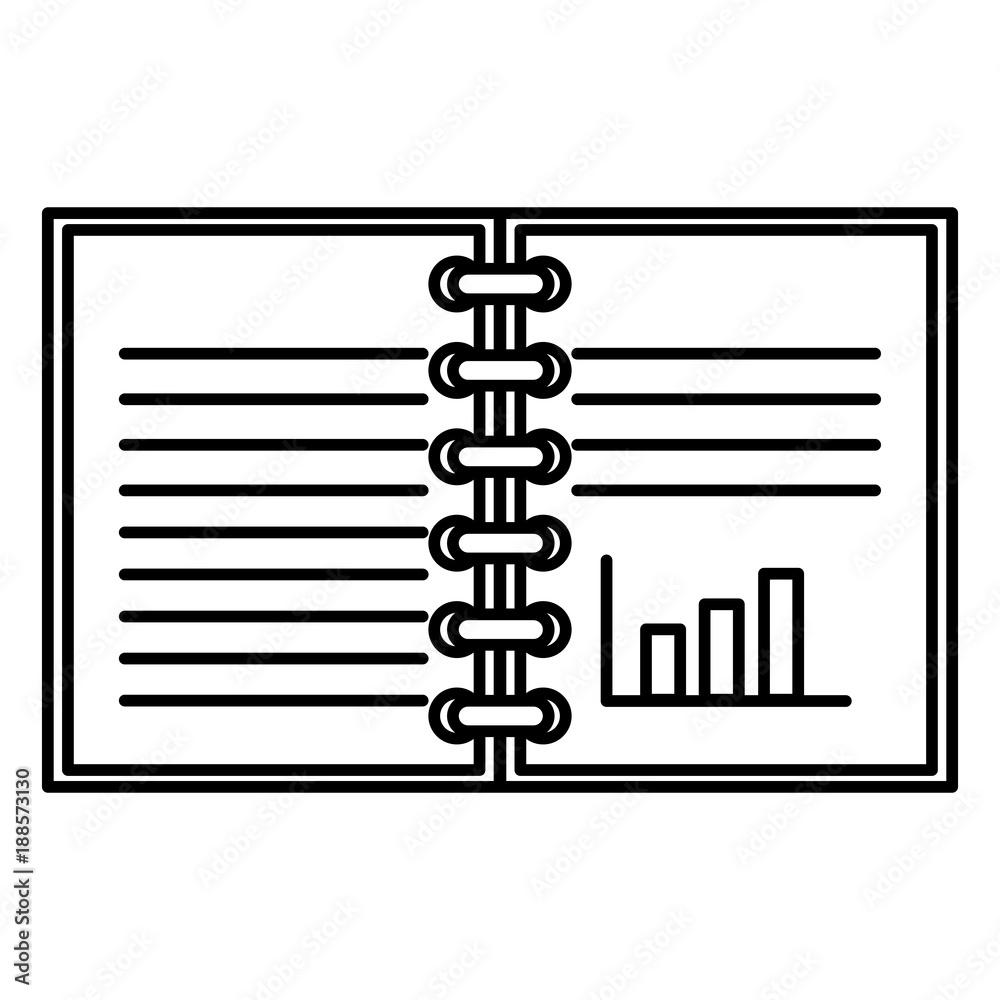 note book with statistics vector illustration design note book with statistics vector illustration design