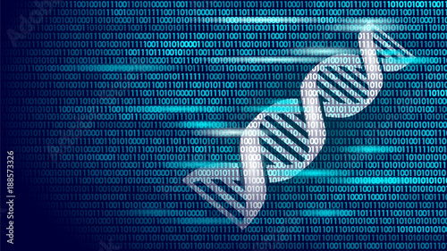 DNA binary code future computer technology concept. Genome science structure modified GMO engineering molecular symbol sign medicine coding gene banner template vector illustration