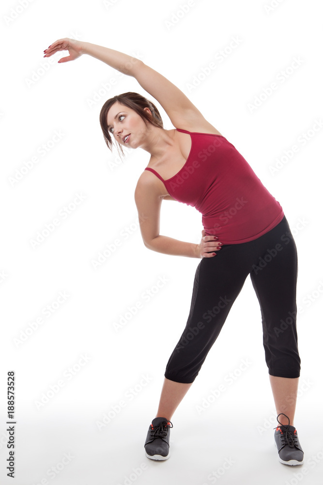 stretching before a workout down the gym